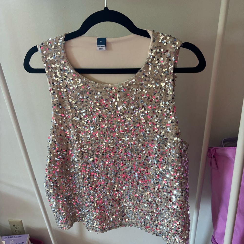 Old Navy Sequin Tank Top - Silver and Pink